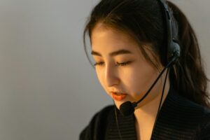 A Call Center Agent Working